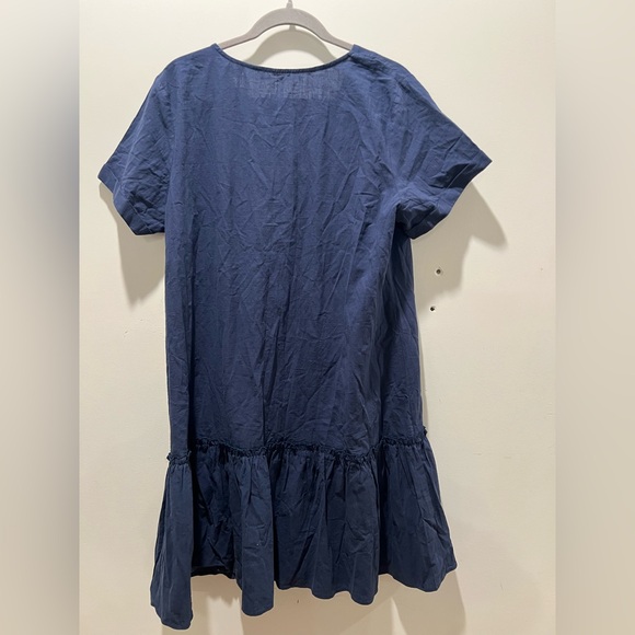 NWT Hot Touch Navy Blue Cotton Button Front Tiered Mini Dress Size XL - Picture 5 of 6